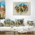 thumbnail image 3 of Designart Villajoyosa Town Watercolor - Cityscape Throw Pillow - 18x18, 3 of 4