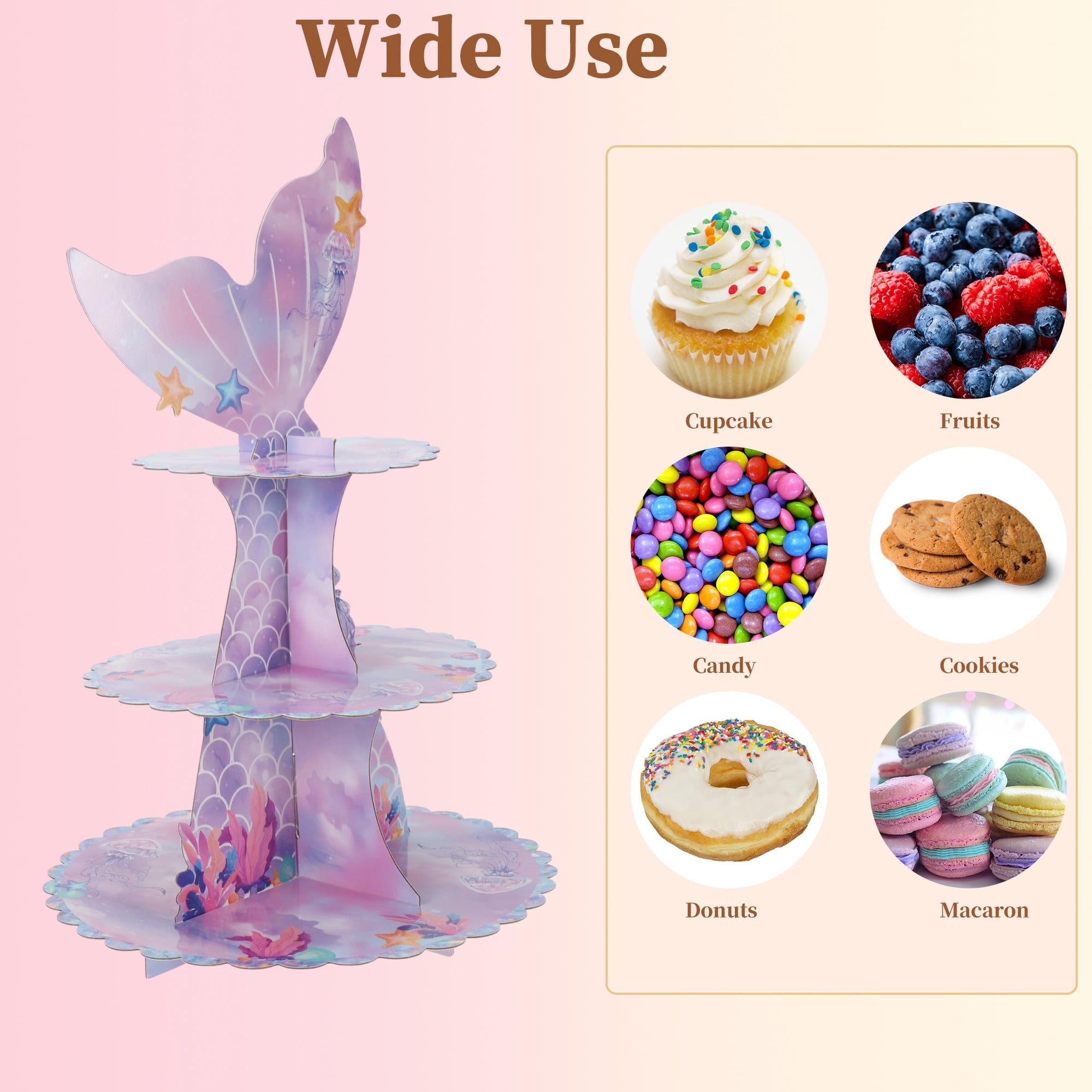 Unique Bargains 3-Tier Cupcake Stand Tower for Birthday Wedding Party Decoration