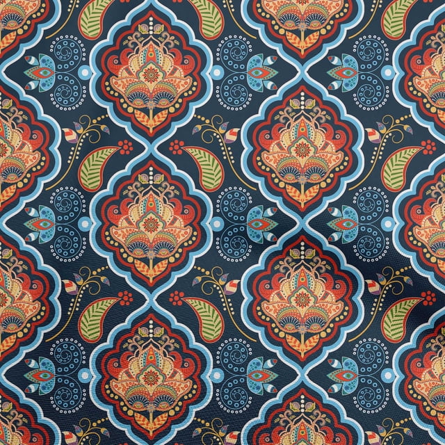 oneOone Velvet Blue Fabric Asian Ornamental Sewing Craft Projects Fabric Prints By Yard 58 Inch Wide
