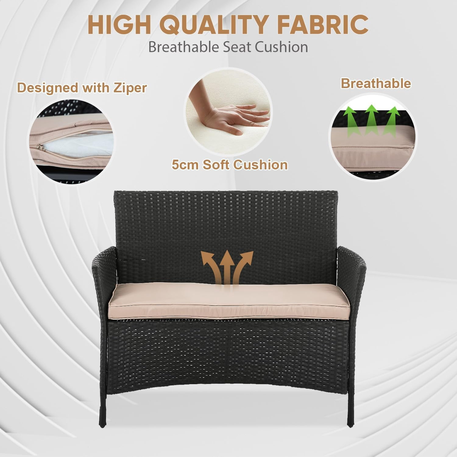 FDW Patio Furniture Set 4 Pieces Outdoor Rattan Chair Wicker Sofa Garden Pool/Backyard