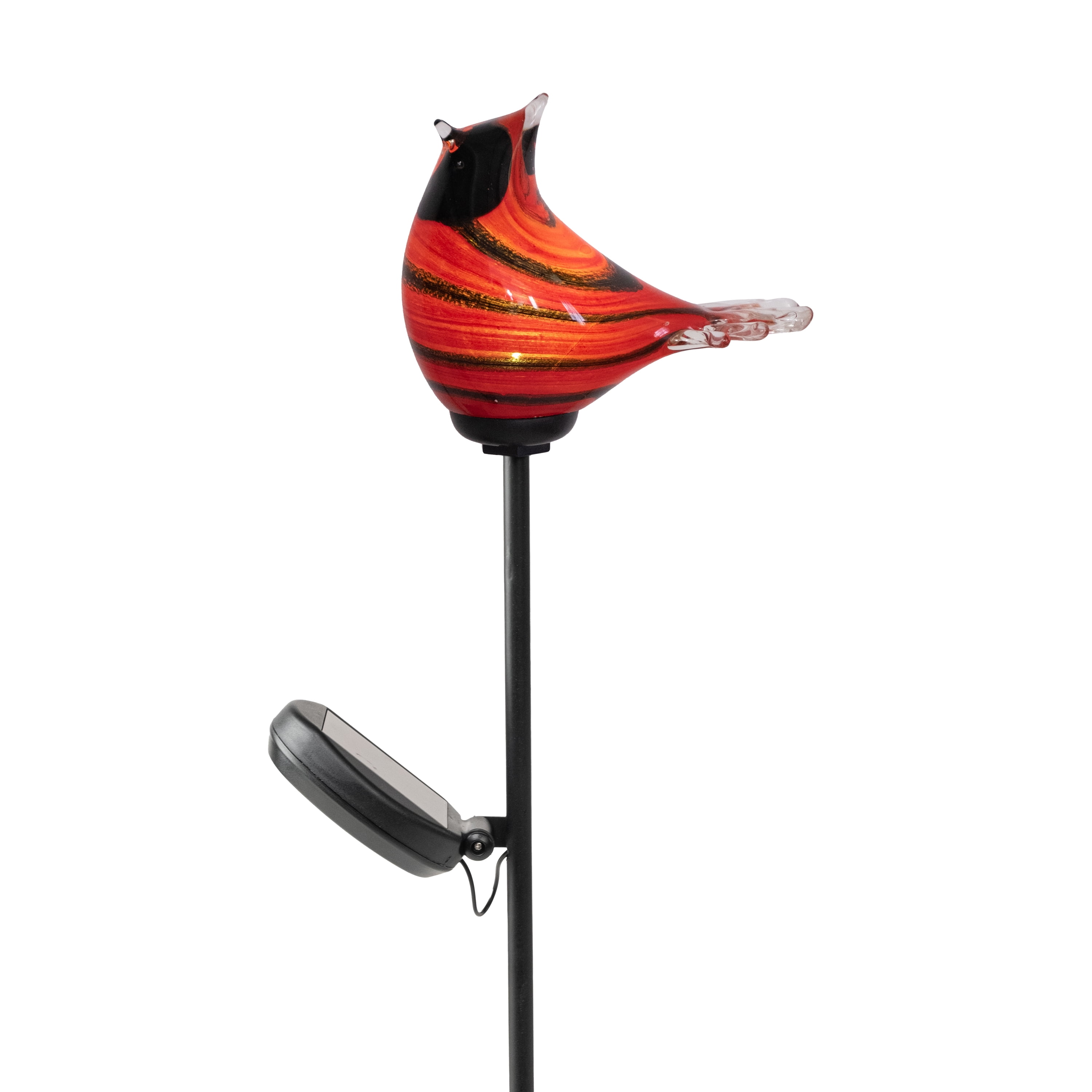 Better Homes & Gardens Solar LED Red and Black Stripe Bird Glass Stake Light Outdoor Décor, 7.3"W x 2.4"D x 25.4"H, 1.34 lb weight