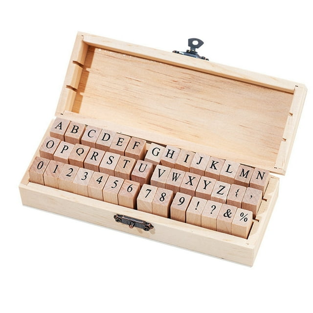 TIELUTT Basic Notebook Set 42 of English Retro Wooden with Letters and Numbers Stamp Set for Kids Girls Stamp Pads for Kids Hands Hand Stamp Pads for Kids Kids Playing Eggs Rainbow Ink Pad Washable