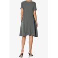 thumbnail image 2 of Robe T-Shirt Évasée à Manches Courtes Col Bateau Longueur Genou avec Poche pour Femmes PLUS, 2 of 6