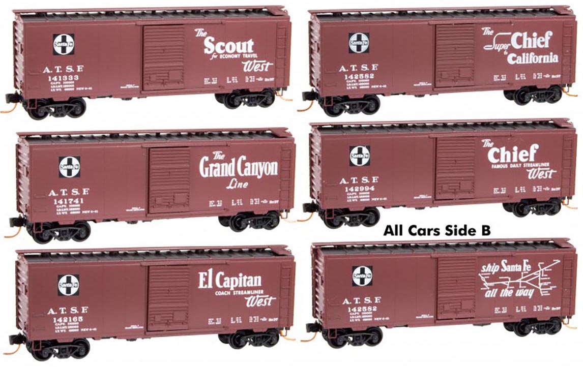 Micro Trains Mtl N Scale 40ft Box Cars Santa Fe Atsf Slogan Map Design 5 Pack Walmart Com