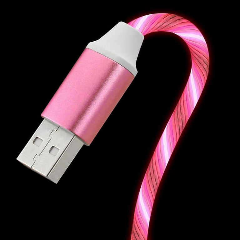 Flowing LED Lights USB-C (Type-C) Charge and Sync Cable - Pink