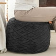 thumbnail image 2 of Round Pouf Ottoman 20x20x14 Inches Boho Poof Home Decor Floor Pouffe Ottoman Foot Rest for Couch Sofa Bean Bag Chairs Living Room Bedroom Dark Gray, 2 of 17