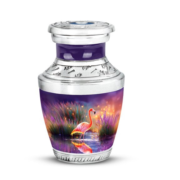MUKTIVE Burial Flamingo Urns for Adult Human Ashes - Black Small Urns for Ashes Adult Male - Decorative Keepsake Urn for Mother - 3 Inch Miniature Urn for Father