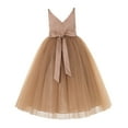 thumbnail image 2 of Ekidsbridal V-Neck Tulle Flower Girl Dress for Communion Baptism Formal Gown 218 8, 2 of 3
