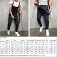thumbnail image 3 of Sylvamorning Men Loose Distressed Ripped Denim Bib Pants Overalls Jumpsuit Jeans, 3 of 5