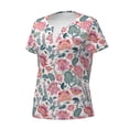 thumbnail image 2 of Naloa Flower Leaves Print T-Shirts Short Sleeve V Neck Tees for Women Fashion Tops Trendy Lightweight Soft Casual Summer Outfits Clothes, 2 of 5