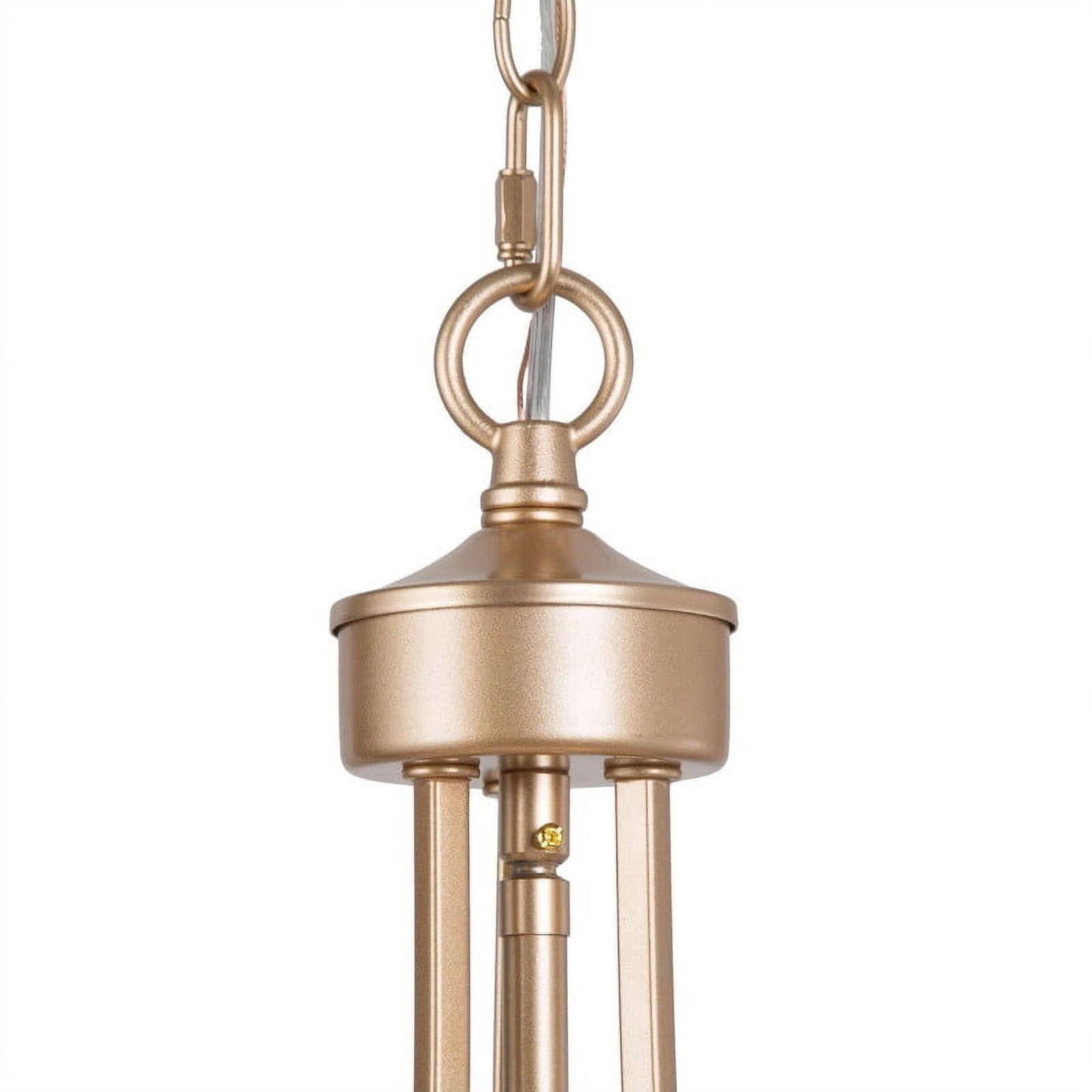 LNC 4-Light Matte Gold Drum Chandelier with Fabric Shade for Kitchen Island