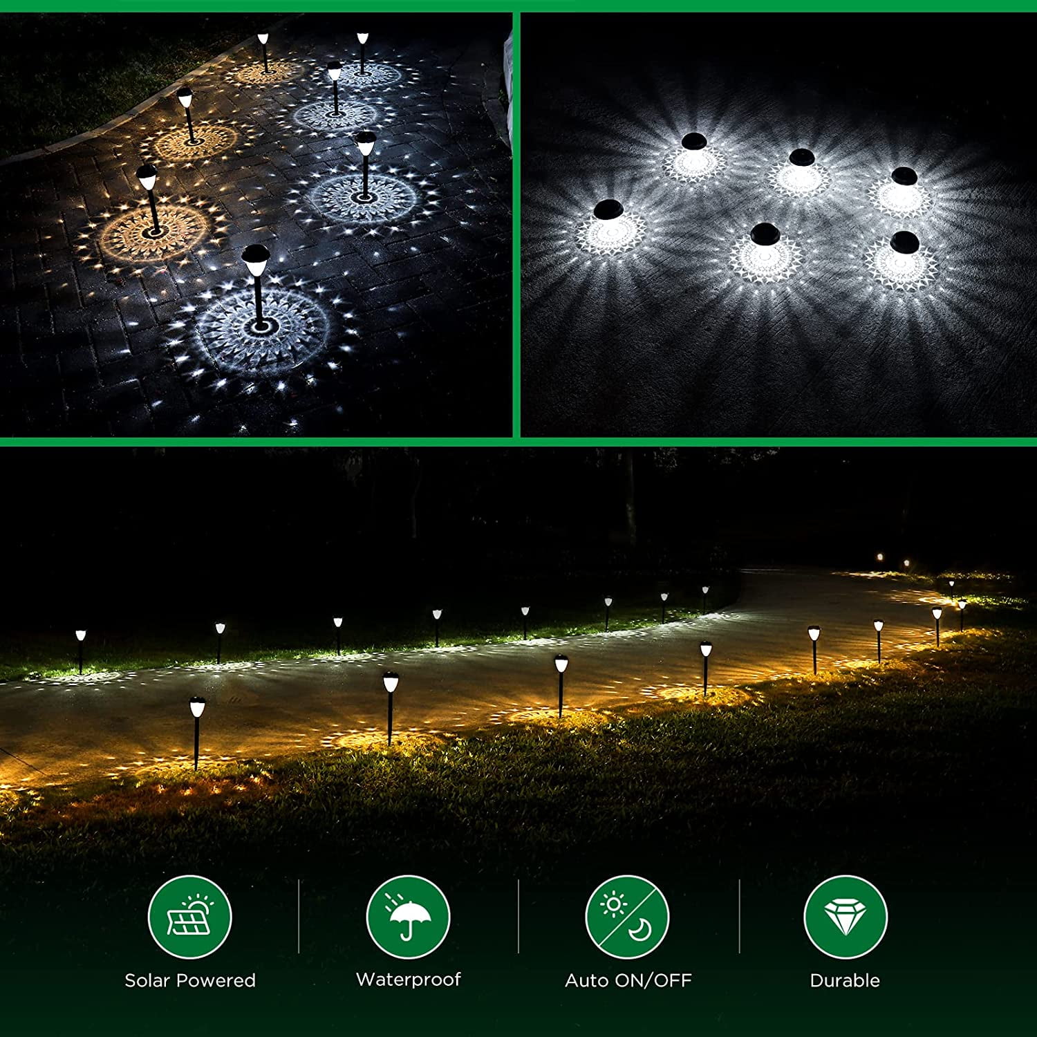 Super Bright Solar Lights Outdoor Waterproof-10 Pack, Dusk to Dawn Up to 12 Hrs Solar Powered Outdoor Pathway Garden Lights Auto On/Off, LED Landscape Lighting Decorative for Walkway Patio Yard