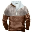 thumbnail image 3 of Momasggi Men's Quarter Zipper Sweatshirts Big and Tall Long Sleeve Stand Collar Pullover Tops Fall Winter Thermal Warm Sweatshirts Outdoor Tactical Sweatshirt with Pockets Coffee M, 3 of 4