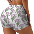 thumbnail image 2 of Kdxio Tulips Flowers Print Workout Shorts for Women Seamless Soft Smooth Gym Yoga Scrunch Active Shorts, 2 of 9