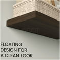 thumbnail image 4 of JERFIT Modern Floating Shelves Set of 2, Dark Oak Wall Shelves for Bathroom, Kitchen, Living Room, 31.5" Long Engineered Wood Storage Shelves, 4 of 6