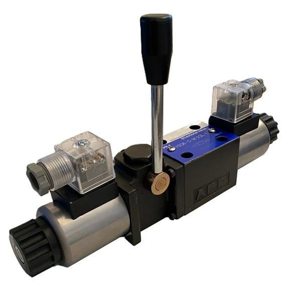 Hydraulic Electrical Solenoid Valve with manual override: 21 GPM: 4560 psi: 12VDC 24VDC 110VAC D03 (NG6) Mounting VSD6-M series (C-Closed-All Ports Closed in Center Position, 12VDC)