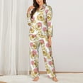 thumbnail image 2 of Pofeuu Sunflowers Print Womens Pajamas Set Long Sleeve Sleepwear Button Down Nightwear Soft Pj Lounge Sets Button Down Pajamas Women-Large, 2 of 7