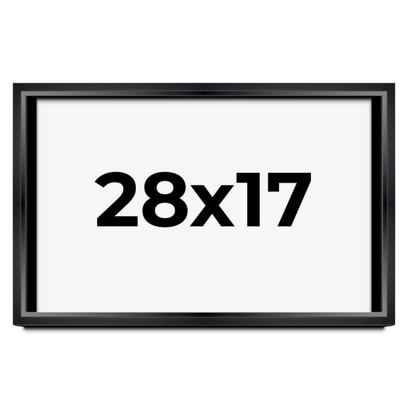 28x17 Shadow Box Frame Black | 1.25 inches Deep Real Wood Contemporary Shadowbox Display Frame | UV