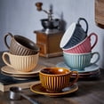 thumbnail image 4 of Taza de café Vintage, juego de tazas de flores de cerámica for el hogar, juego de tazas de té de la tarde for lavar a mano con leche, 4 of 7