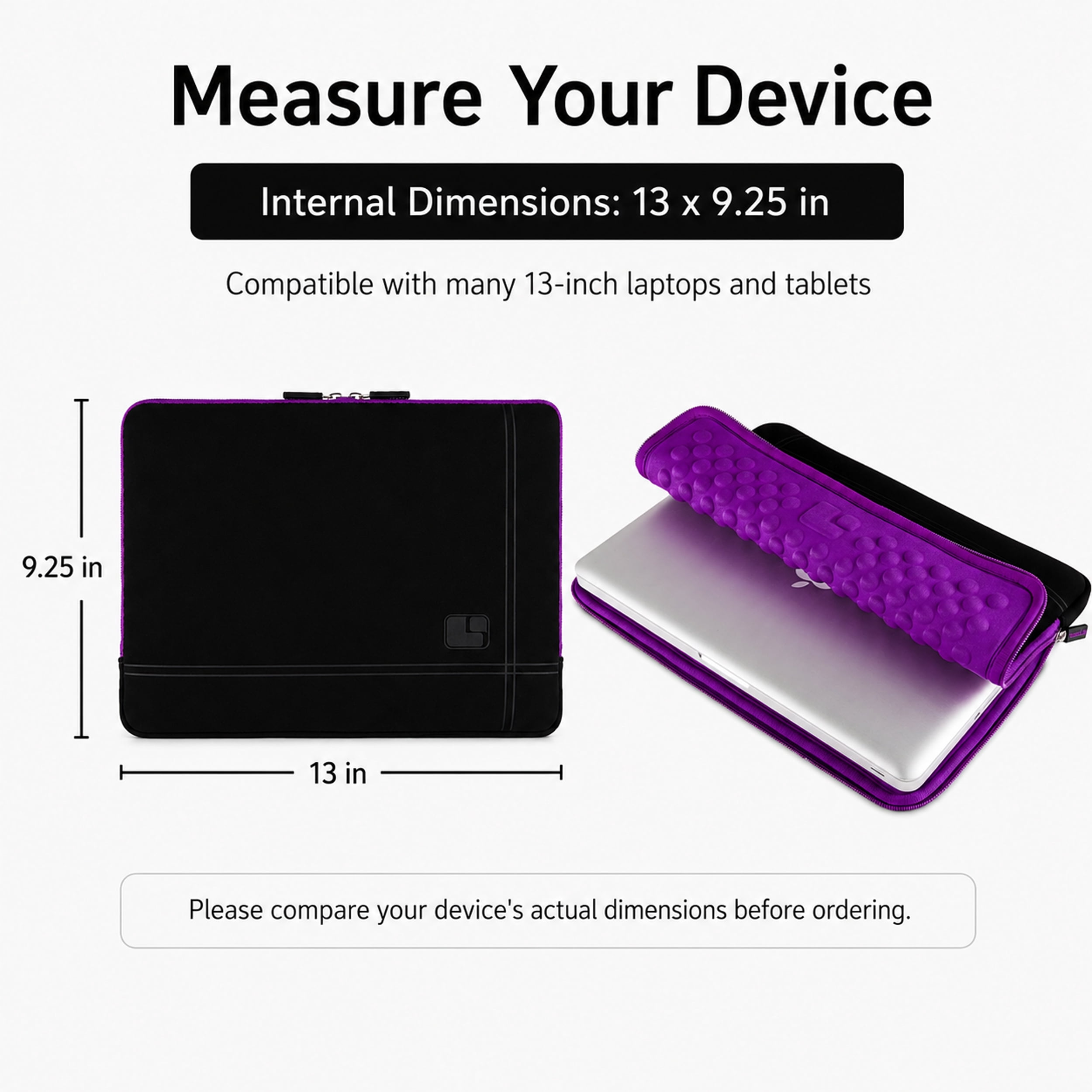 Protective Neoprene Laptop Sleeve for Devices Up to 13 Inches, Water-Resistant