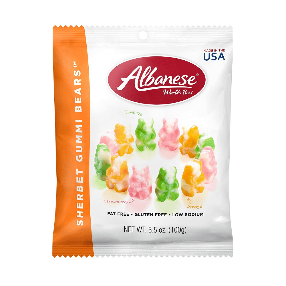 Albanese Gluten Free Fat Free Low Sodium Sherbet Flavored Gummy Bears