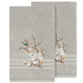 thumbnail image 2 of Authentic Hotel and Spa  Turkish Cotton Blue Bird Embroidered Light Grey 2-piece Bath Towel Set, 2 of 3