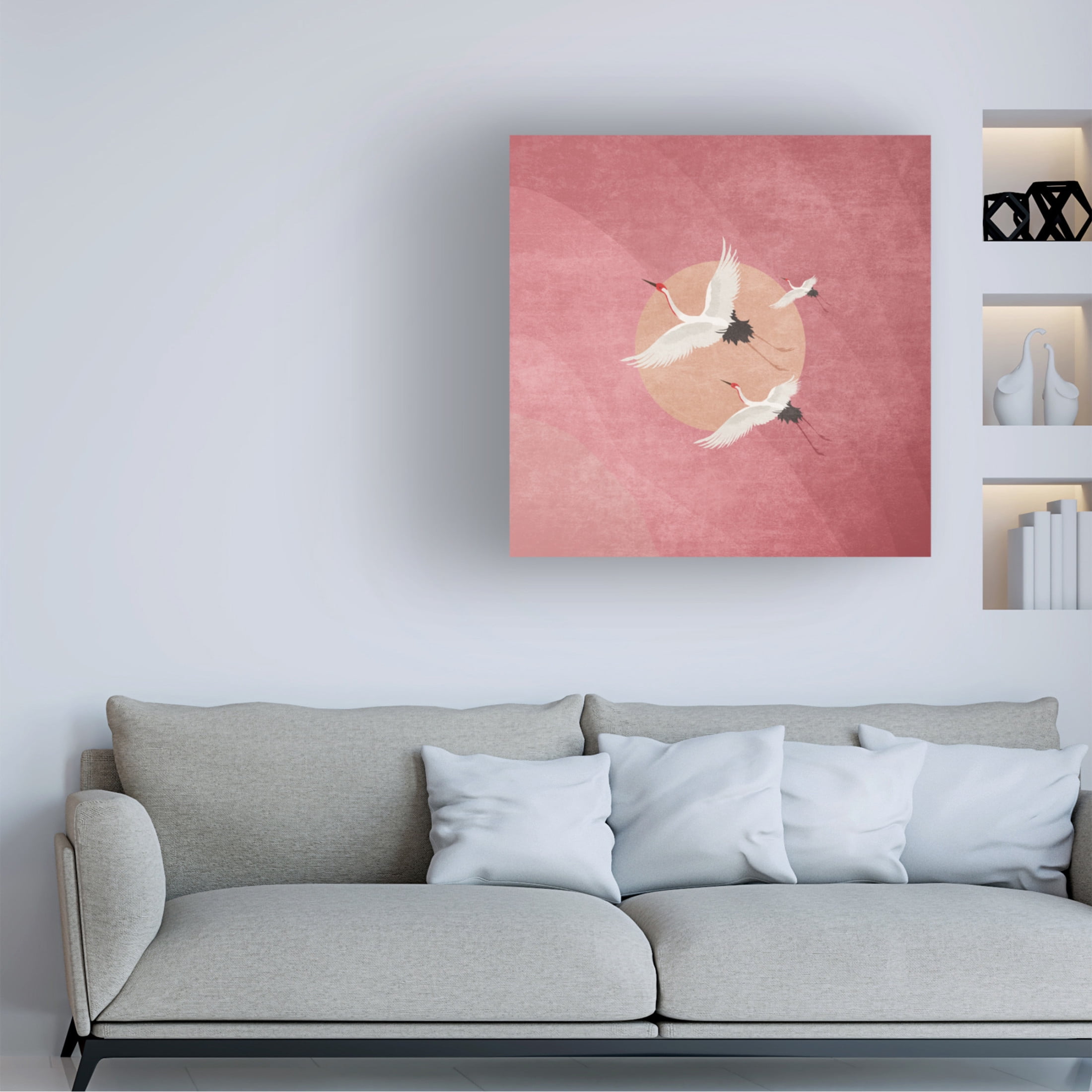 Trademark Fine Art Emel Tunaboylu Flying Cranes Canvas Wall Art