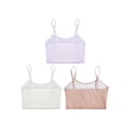 thumbnail image 4 of Manyakai Girls Wireless Bras Spaghetti Straps Crop Top Ribbed Vest Gym Dance Fitness Camisole White&Orange&Light Purple L, 4 of 5