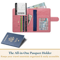 thumbnail image 3 of ComfiTime Passport Holder – RFID Blocking Passport Travel Wallet, Waterproof PU Leather Passport Cover Case for Men/Women, Anti-Theft ID, Card & Boarding Pass Holder & Travel Organizer, Light Pink, 3 of 11