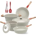 thumbnail image 1 of AIKENBBKK 10 Pcs Pots and Pans Set Nonstick, Cast Aluminum Kitchen Cookware Set with Lid/Frying Pans & Saucepans with Detachable Handle, Oven& Dishwasher Safe (White), 1 of 7