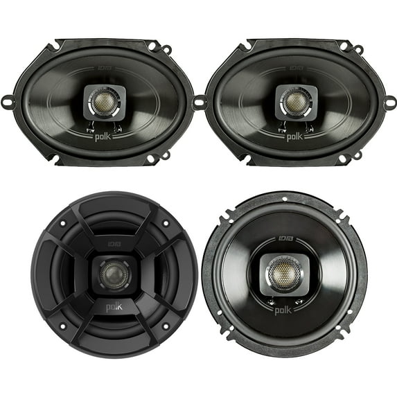 2 x Polk DB572 5x7" 225W 2-Way Car Boat Coaxial Stereo Marine Audio Speakers, 2 x Polk Audio DB652 6.5" 300W 2 Way Car Marine ATV Stereo Coaxial Speakers + Keychain