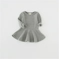 thumbnail image 4 of XXWXYD Toddler Baby Girls Long Sleeve Cotton Dress Solid 𝖱uffle Tops Comfortable Soft Casual Play 𝖱uffled Bodice Baby Dress Outfit Daily Wear Baby Cotton Gown, 4 of 4