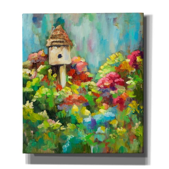 Epic Graffiti 'Spring Birdhouse' by Sarah Davis, Canvas Wall Art, 26"x30"