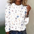 thumbnail image 1 of EQWLJWE Chemises à Manches Longues pour Femmes Mode Été Femme Décontractée Col Rond Imprimé Blouse T-Shirt Manches Longues Hauts Vêtements d'Automne pour Femmes, 1 of 4