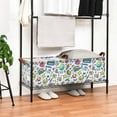 thumbnail image 3 of Yayeee Foldable Storage Basket for Shelves with Handles Waterproof Cloth Bins, Blue Doodle Pattern, 3 of 7