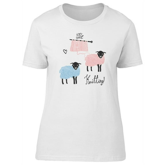 Knitting Cute Sheep T-Shirt Women -Image by Shutterstock, Female Large