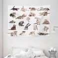 thumbnail image 1 of Cat Tapestry, Collection of Funny Playful Cats on White Background Pets Animals Kitten Pattern, Wall Hanging for Bedroom Living Room Dorm Decor, 80W X 60L Inches, Brown Black White, by Ambesonne, 1 of 2