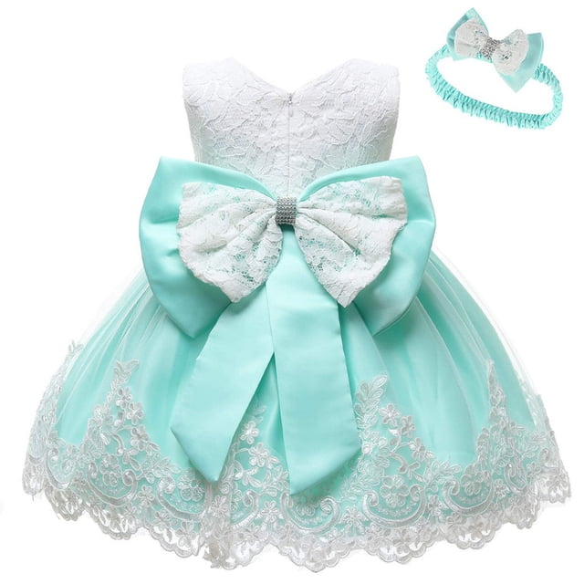 Robes pour Filles - Ensemble de Robe Tutu Formelle et Bandeau avec Nœud pour Occasion de Mariage - Robe en Dentelle et Jupe pour Filles