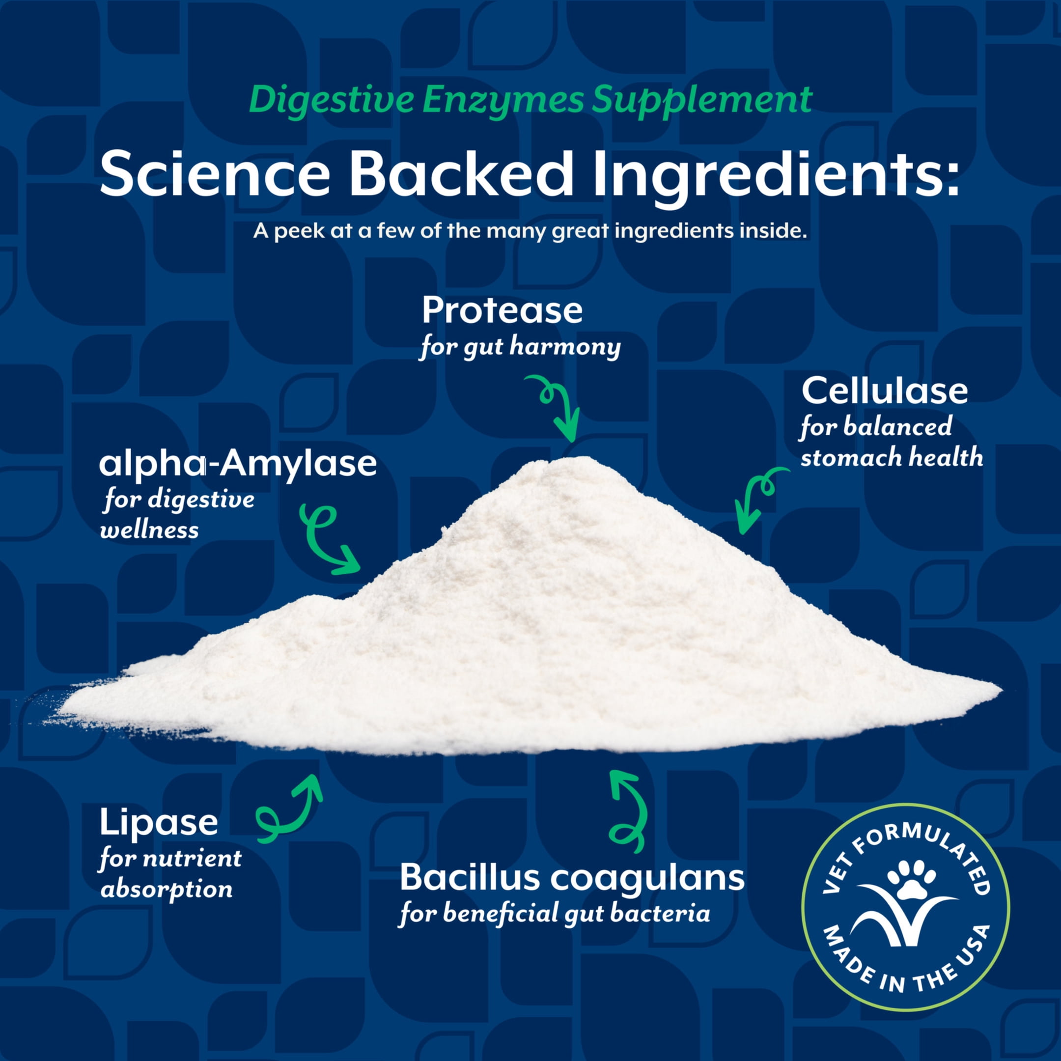 NaturVet Digestive Enzymes Supplements for Dogs and Cats, 4 oz Powder