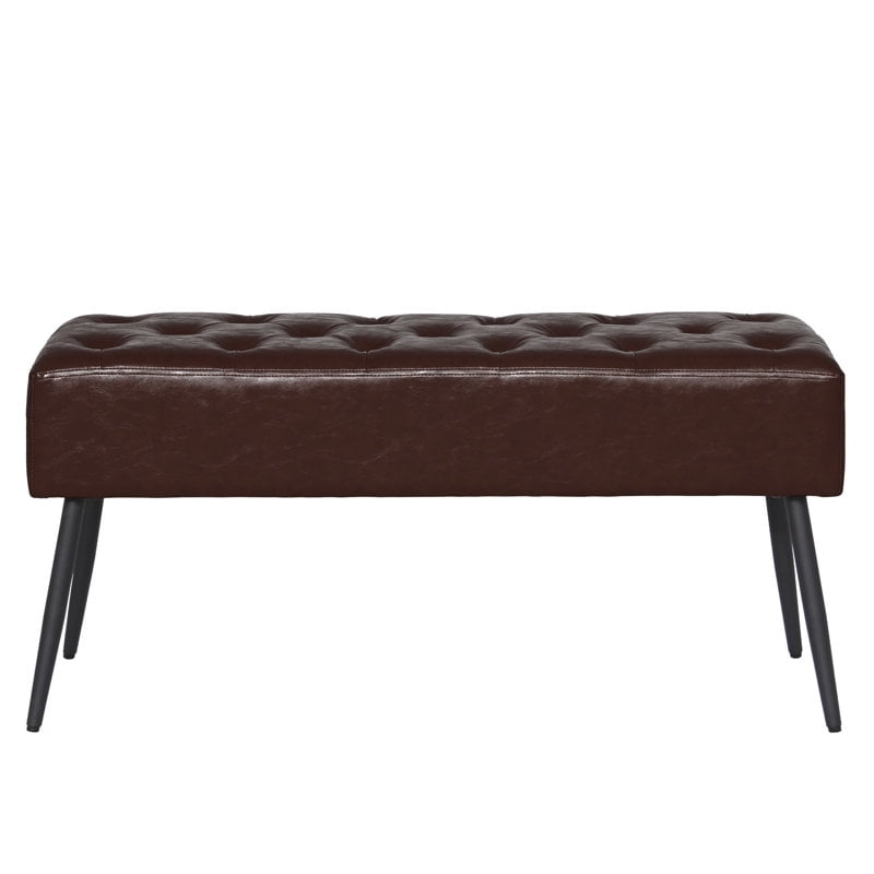 Abble 38" Wide Upholstered Entryway Bench, Tufted Ottoman Bench, Small Bed Room Bench, Casual Dining Room Bench, Taupe