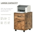 thumbnail image 4 of HOMCOM Vertical Filing Cabinet 2 Drawer, Mobile File Cabinet with Wheels for Letter Size, Home Office Organizer, Rustic Brown, 4 of 10