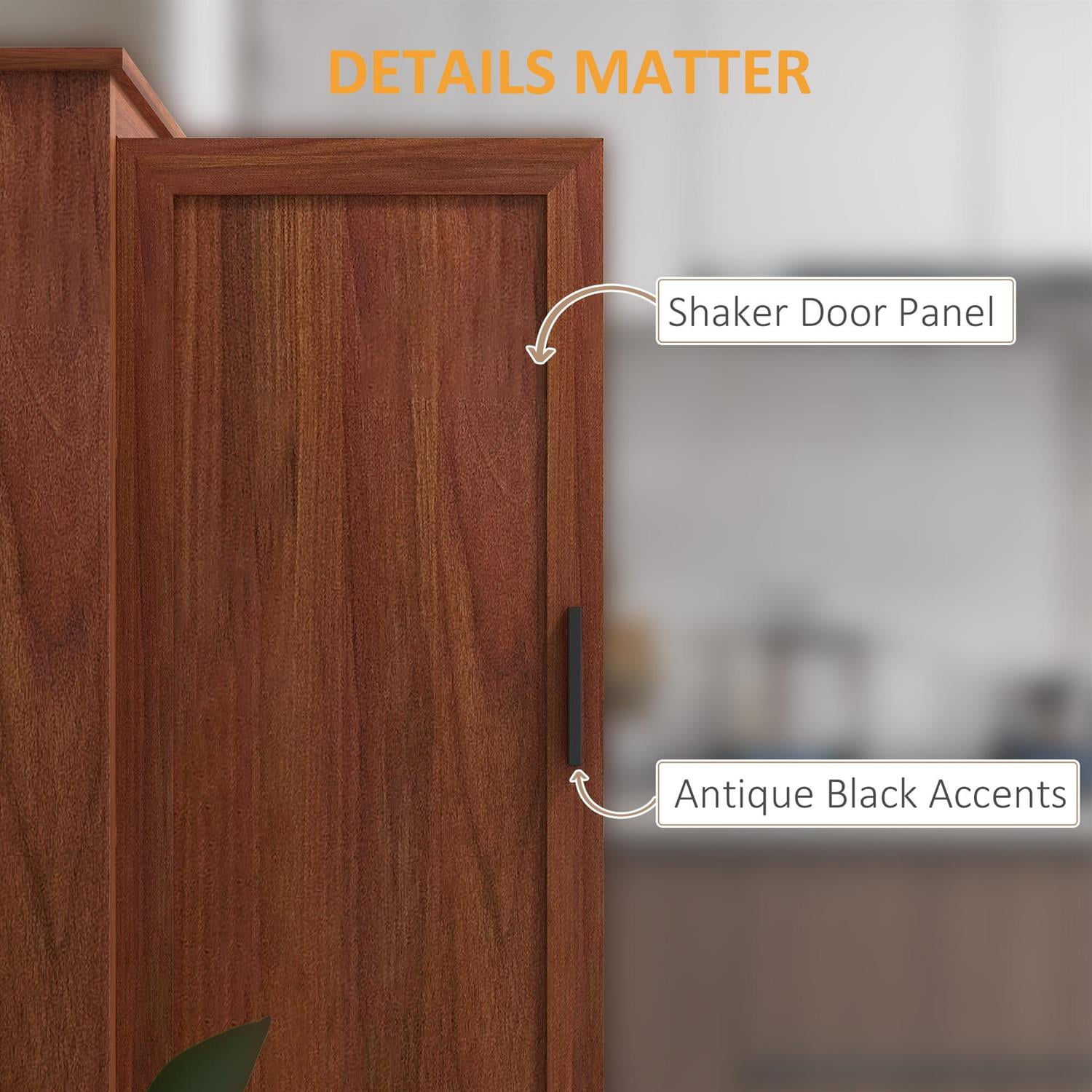 Demi Bonn 64" 4-Door Kitchen Pantry Storage Cabinet with Adjustable Shelves for Home Kitchen, Brown