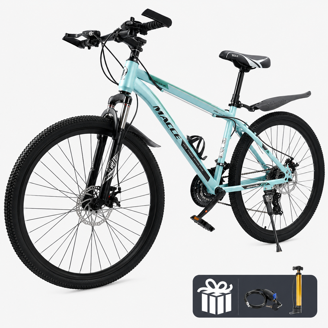 27.5 Inch Mountain Bike for Adult, 27-Speed Front Suspension High-Carbon Steel MTB Bicycle, Dual Disc Brake Bikes for Men Women, Silver