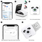 Portable Thermal Printer TP6S for iPhone and Android Phone, 300DPI Wireless Bluetooth Small Thermal Inkless Mini Sticker Printer for Pictures, Travel, Label, DIY, Kids Gifts