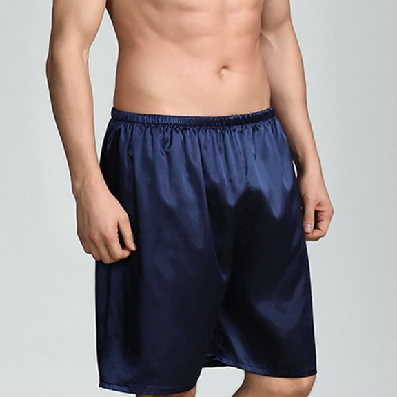 WPPGONE Pajama Shorts Men Knee Length Loose Fit Plus Size Straight Lightweight Elastic Waisted Pull On Comfortable Ice Silk Bottoms Lounge Homewear Sleep Shorts, M-5XL