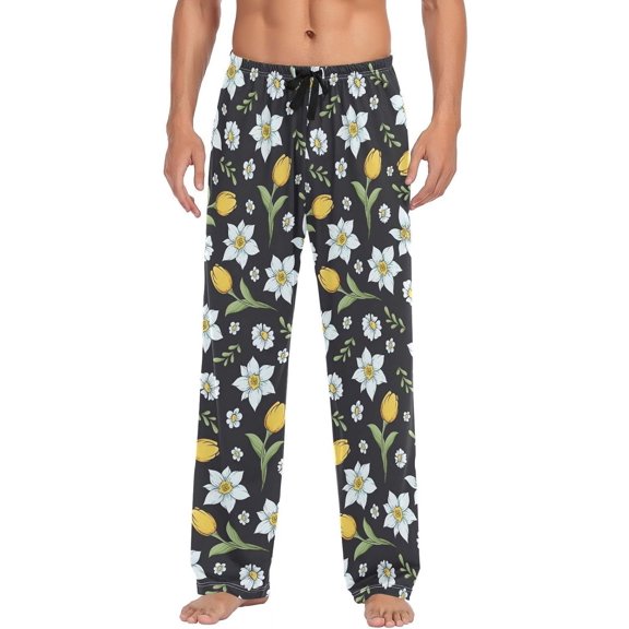 GZHJMY Cute Flower Men's Pajama Pants, Soft and Comfortable Lounge Sleep Bottoms with Pockets, Men's Sleepwear with Custom Print, XX-Large