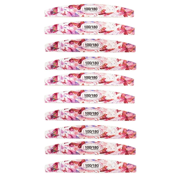 Visland 10Pcs Nail Polish Files Both Sides Polished Half-moon Print DIY Nails Grinding Equipment Manicure Files for Manicurist