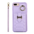 thumbnail image 2 of Nalacover for iPhone 8 Plus/iPhone 7 Plus Ring Holder Crossbody Wallet Case with Credit Card Slots, Lanyard Shoulder Strap Premium PU Leather Wrist Hand Strap Cover with Kickstand,Purple, 2 of 10