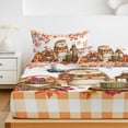 thumbnail image 6 of Cal.King Size Fitted Sheet Set - Hedgehog Fall 3 Piece Bedding Sets 16" Deep Pocket Fitted Sheet with 2 Pillowcases, Thanksgiving Pine Cones Maple Leaves Plaid Brushed Microfiber Hotel Bed Sheets, 6 of 9