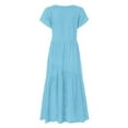 thumbnail image 5 of ZANZEA Femmes Robe Longue V-Cou Manches Courtes Solides Robes Maxi Décontractées, 5 of 5